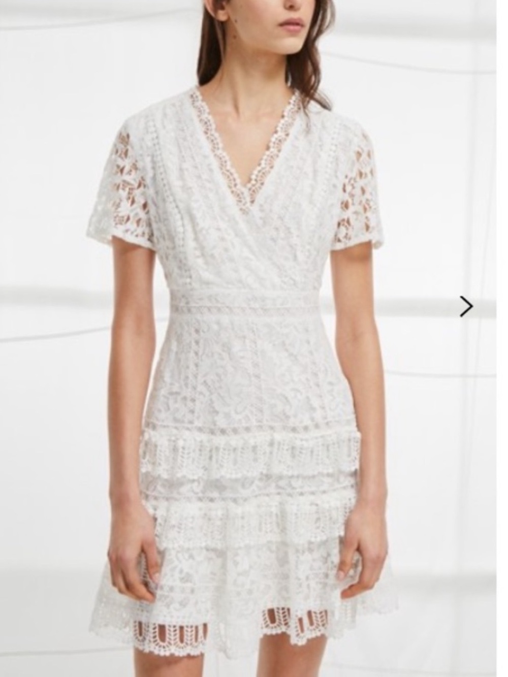 French Connection White Lace Wrap V-Neck Mini Dress size small